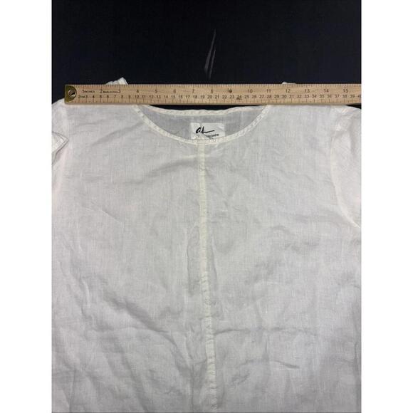 Andrea Jovine Quiet Luxury Minimalist Basic Organic 100% Linen White Blouse Top - Picture 10 of 15